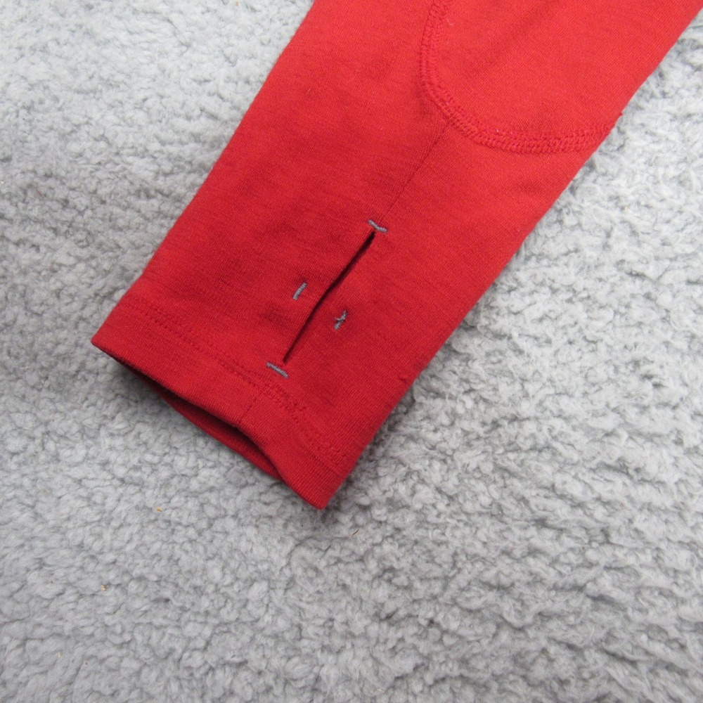 Ibex Merino Wool Full Zip Sweater Mens Large Red Grey Thumbhole Shoulder Pocket - Picture 2 of 9